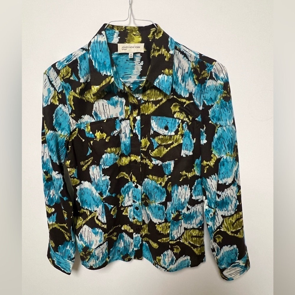 JONES NEW YORK SPORT - SIZE M  - TURQUOISE, BROWN, LIME GREEN, BRILLIANT COLORS